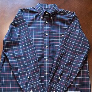 Orvis Navy Plaid Button-Down Shirt - Classic Long Sleeve Size L